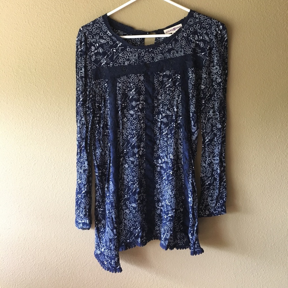 Long Sleeve, Navy Blouse